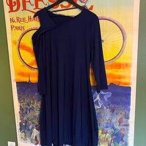 Porto Navy Blue Asymmetrical Dress